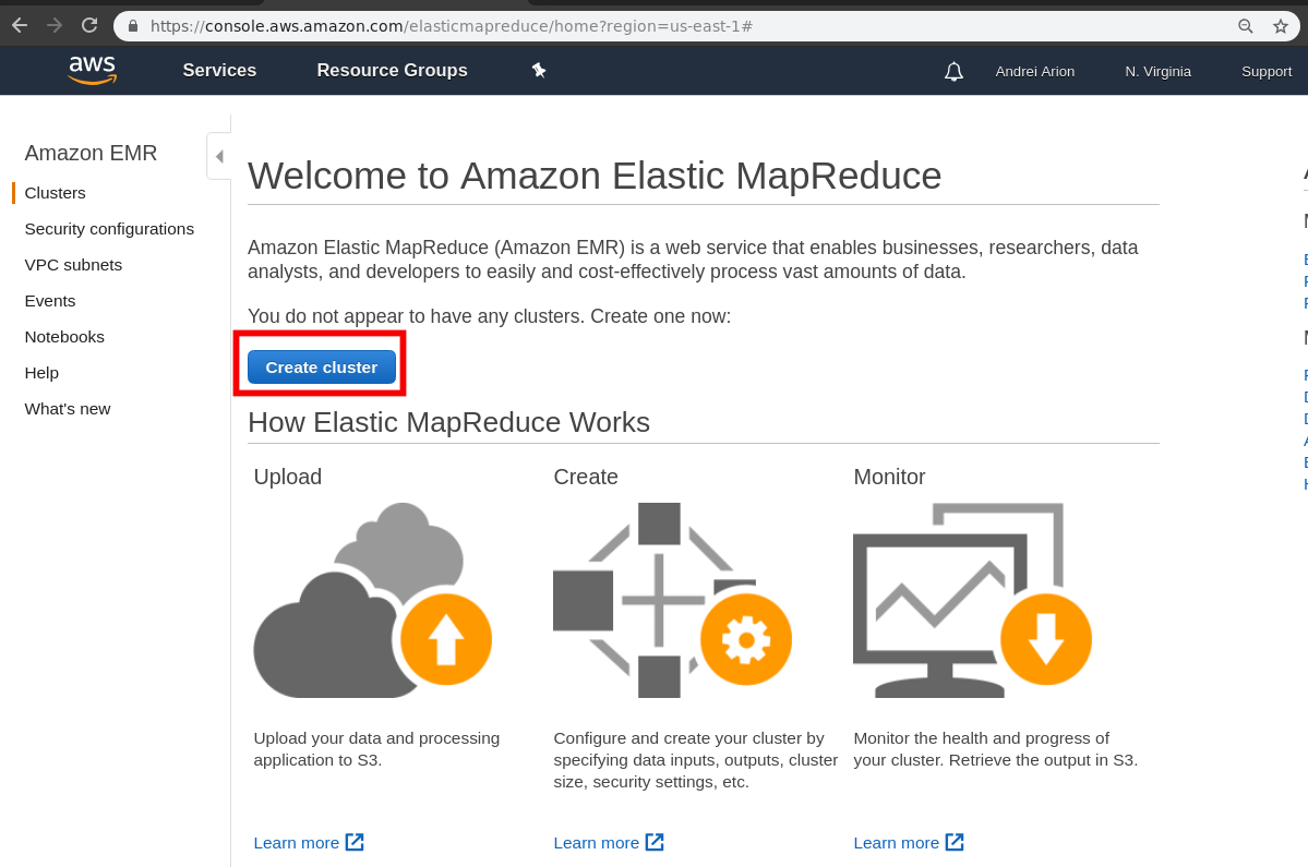 aws EMR create cluster