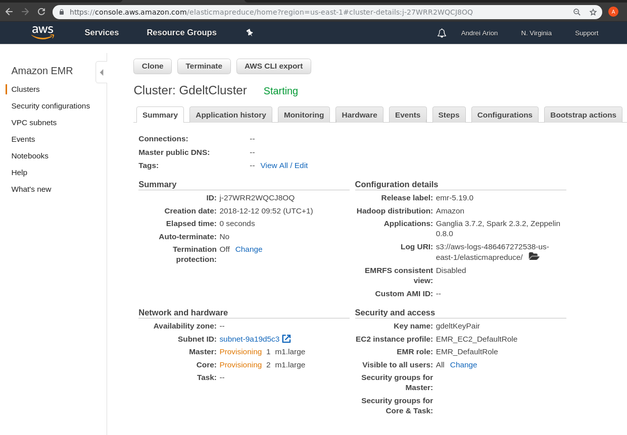 aws EMR create cluster3