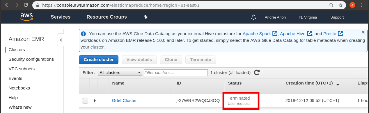 aws EMR terminate cluster2