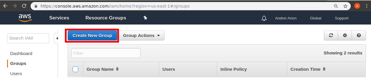 aws IAM create group