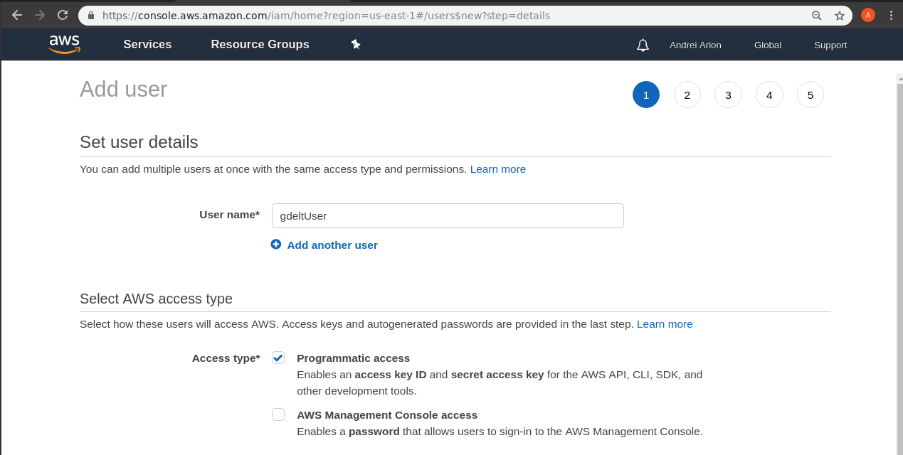 aws create IAM user2