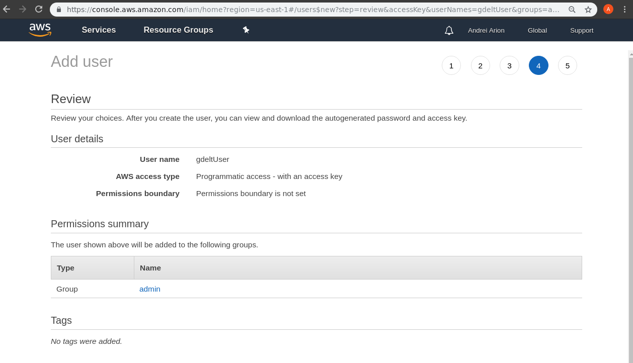 aws create IAM user4