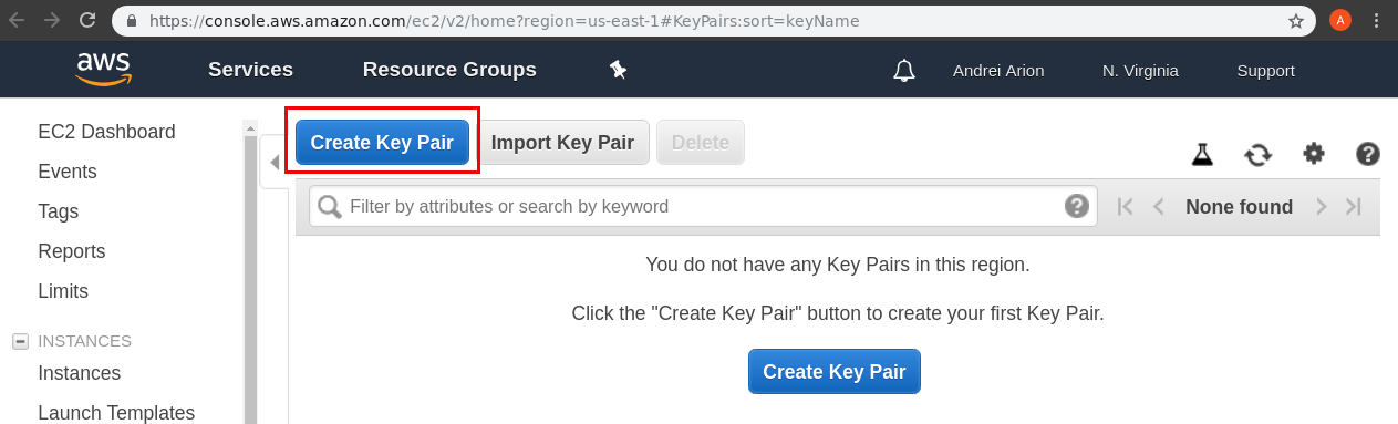 aws create keypair